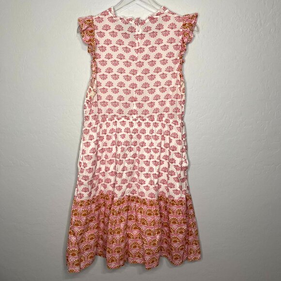J. Crew Orange Ruffle Sun Shell Print Dress Size XL - Picture 9 of 9